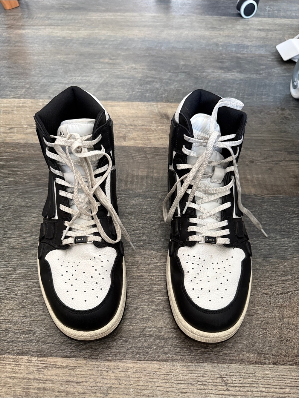 AMIRI Men's Black and White High-Top Sneakers with Contrast Paneling